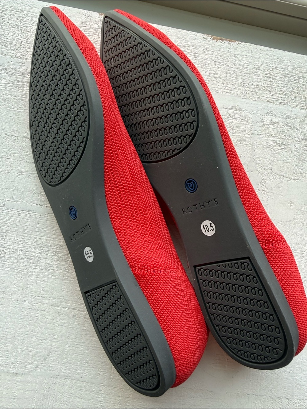 Rothy's Red Pointed Knit Slip-On Flats - Picture 2 of 5